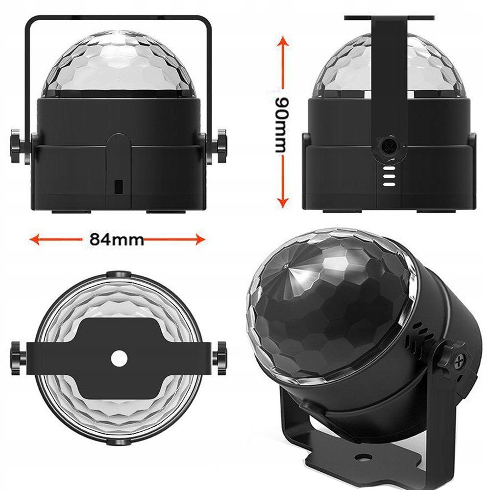 KULA PROJEKTOR DYSKOTEKOWY DISCO REFLEKTOR LED RGB KOLOROFON LASER + PILOT Zasilanie sieciowe