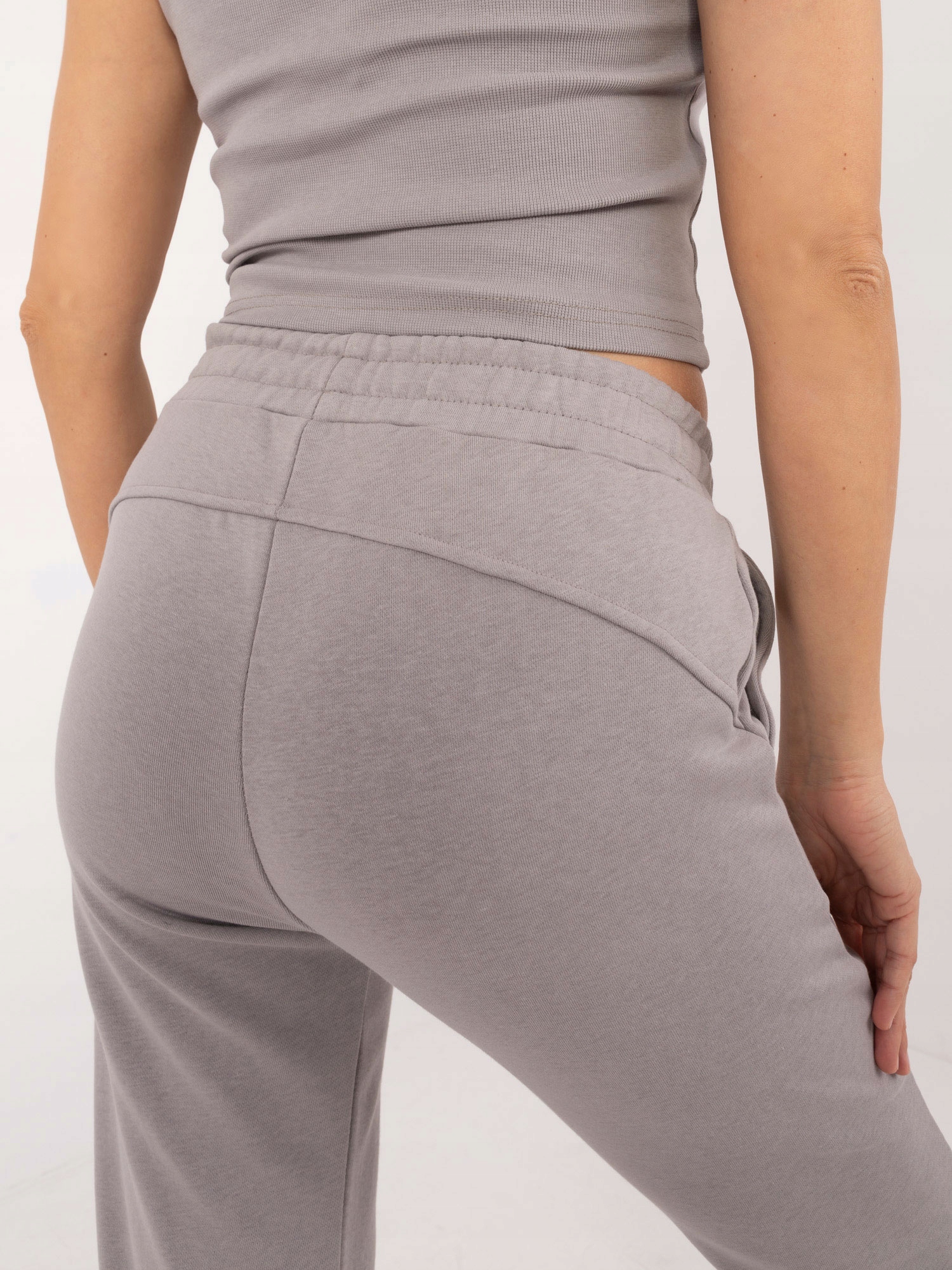 Bawełniany DAMSKI rozpinany DRES 3 części# DRESY SPODNIE TOP F944 grey UNI Linia regular