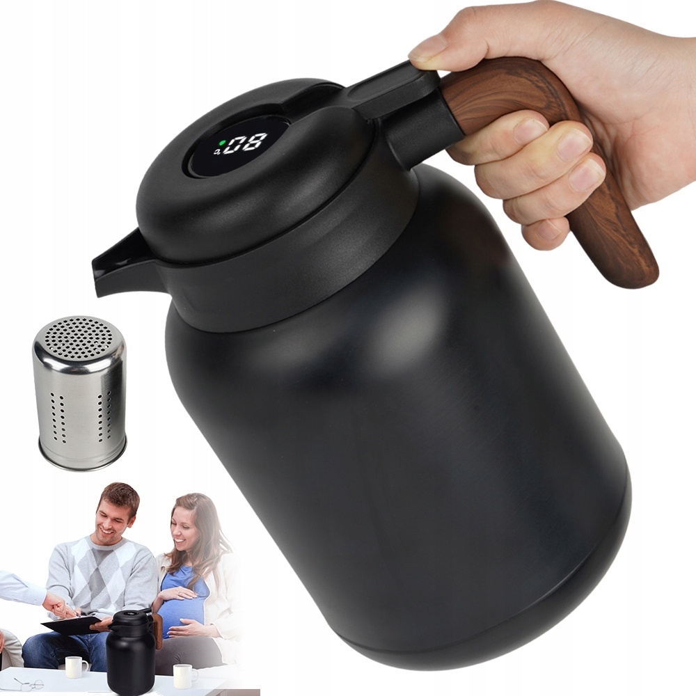Elektrická Konvice 1500 ML Z Nerezové Oceli S Ukazatelem Teploty