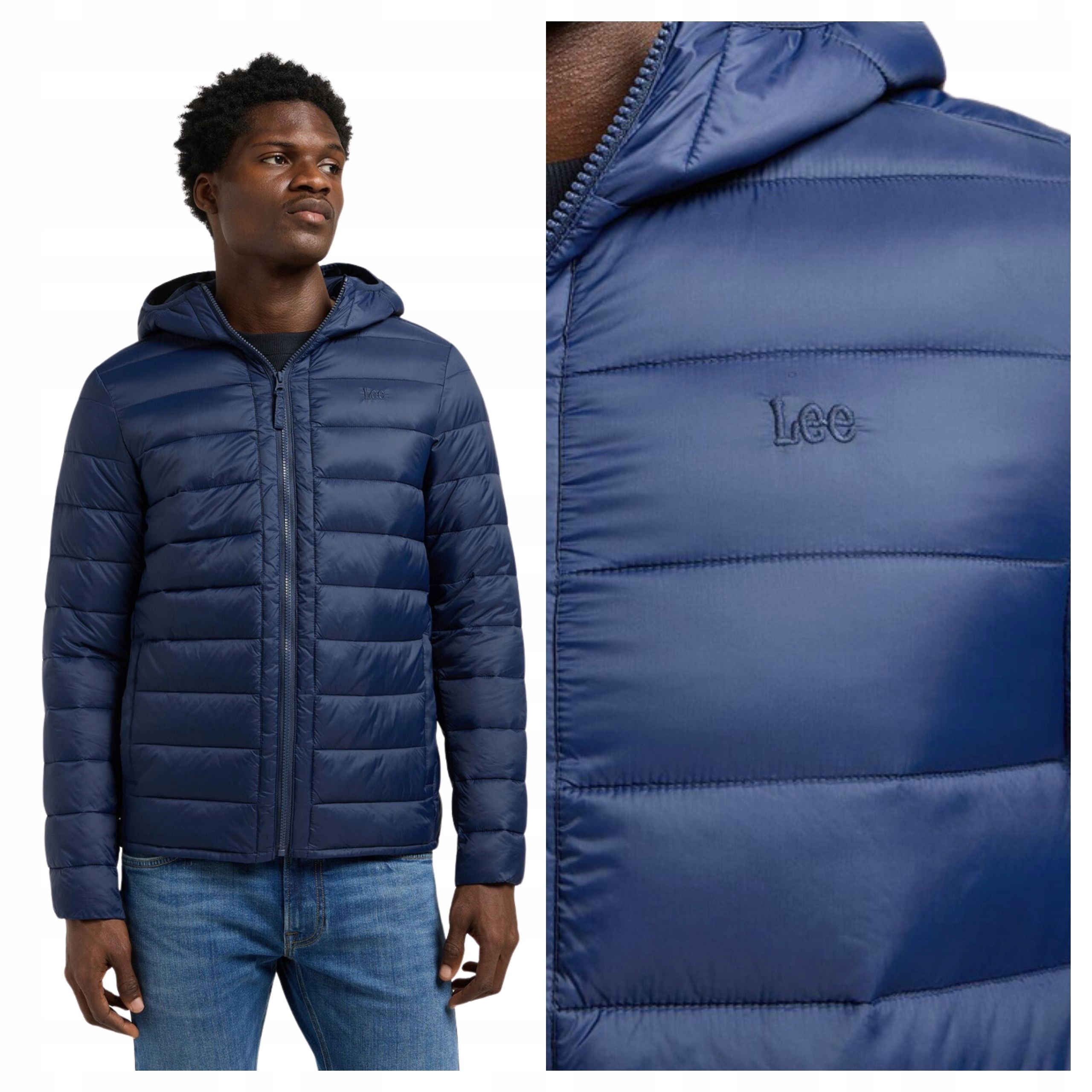 Pánská bunda Lee Puffer Jacket Mood Indigo Modrá S Kapucí S