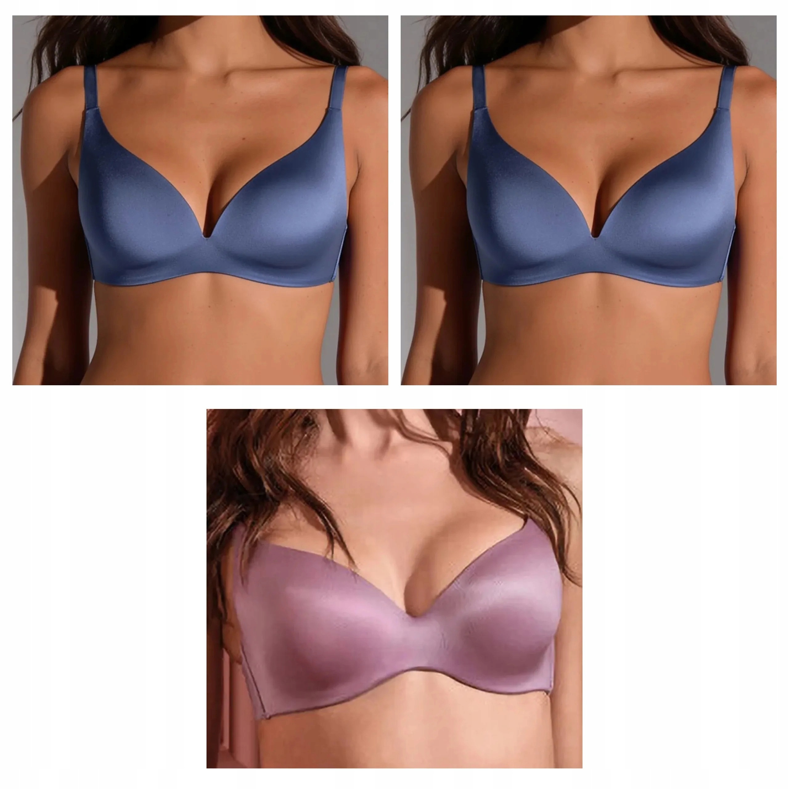 3x Vyztužená podprsenka z mikrovlákna Lormar One 2x jeans růžová 70D