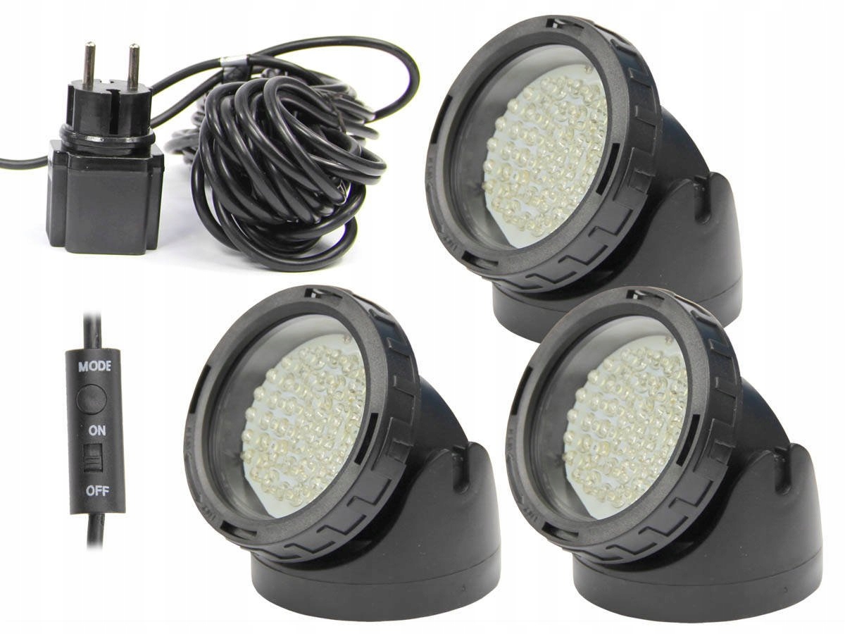 Lampa zestaw oświetlenia 3x 5W LED RGB 12V do basenów oczek Garden HOBBY