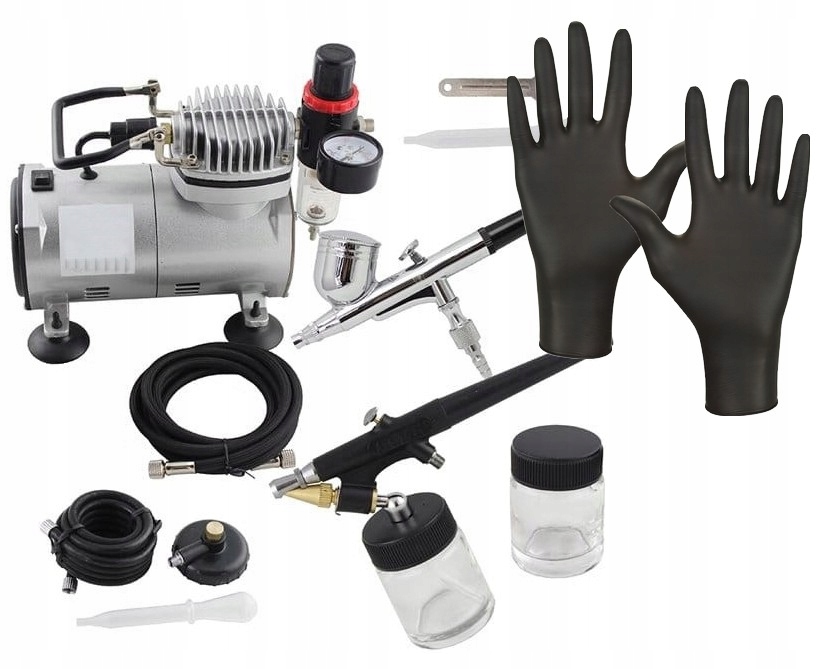 Set 2x Malířská Pistole Airbrush S Kompresorem