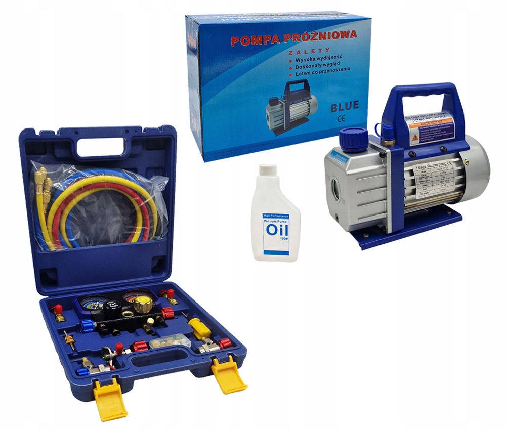 Sada Manometre s hadicami R22 R32 R134A R410A Vákuová pumpa VP115