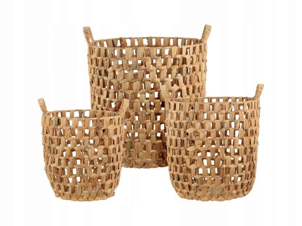 Úložné koše, pletenina z morského hyacintu, obdĺžnikové, 3 ks