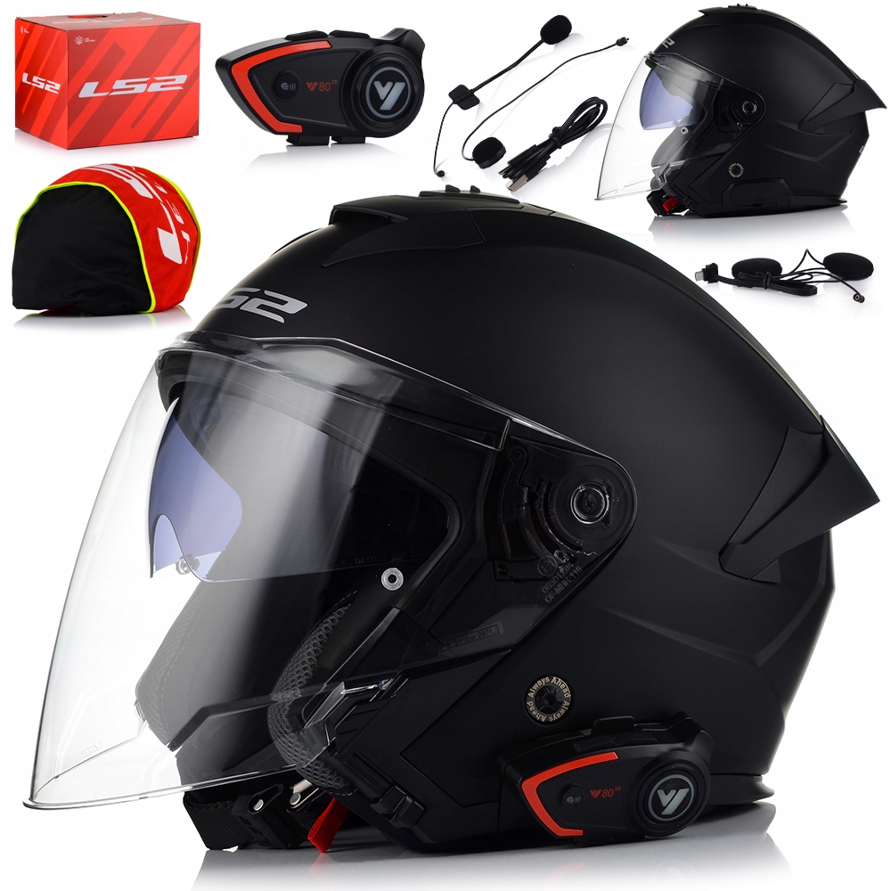 Otvorená Motocyklová Prilba LS2 OF618 Verso II Čierna Matt Blenda Interkom