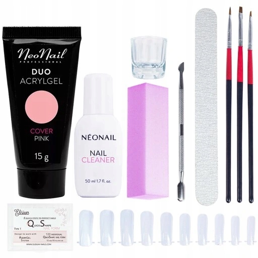 NEONAIL DUO ACRYLGEL 15 g ZESTAW +FORMY +AKCESORIA