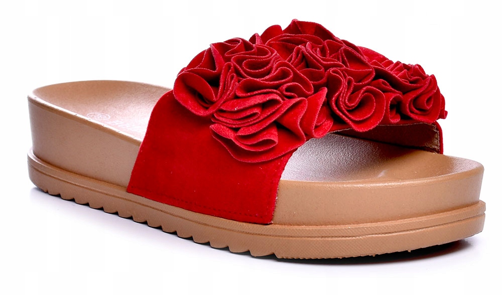 

Klapki Damskie Wygodne lekkie Kwiaty Red r.38