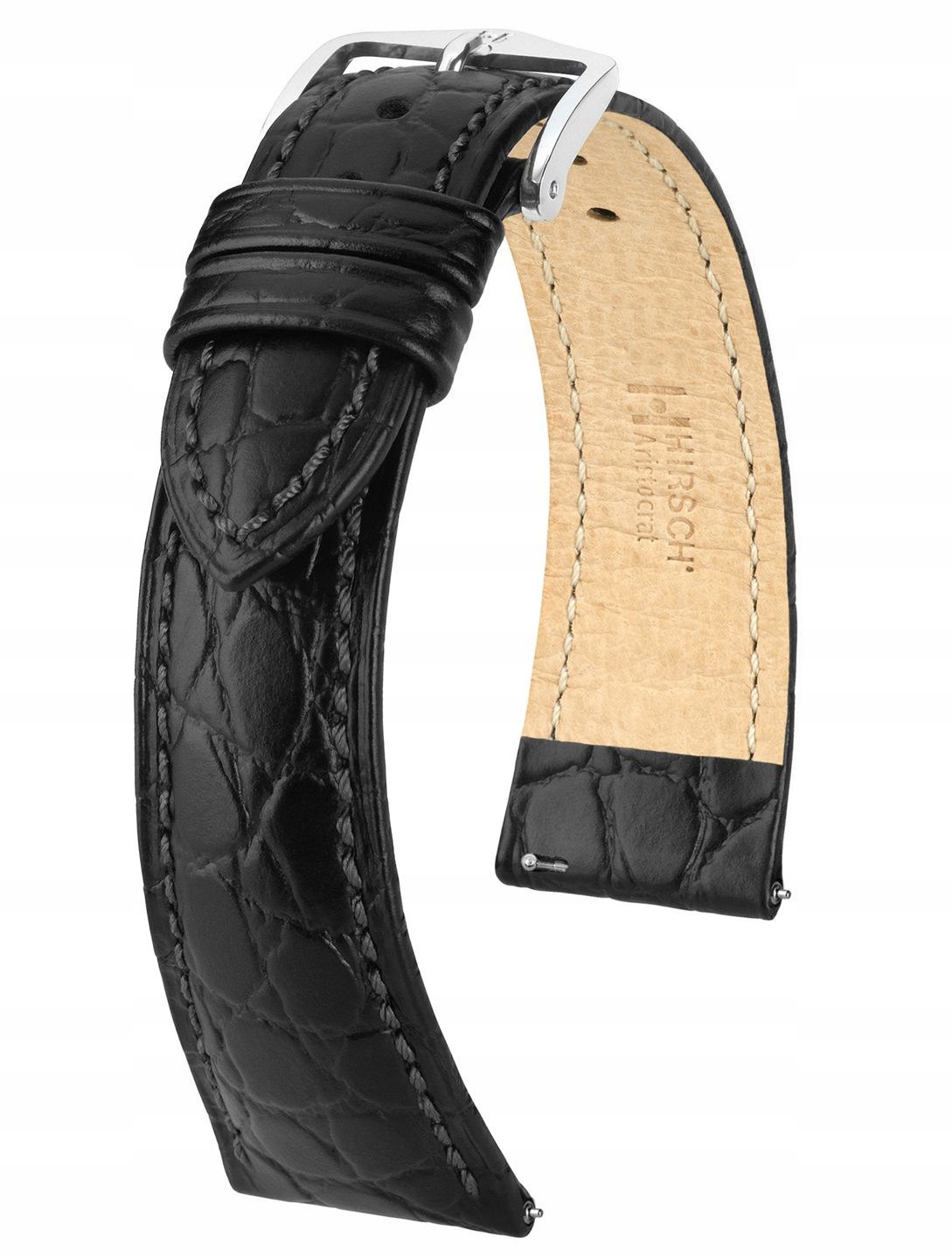 Černý Kožený Řemínek Pro Hodinky Hirsch Aristocrat L 22 mm 03828050-2-22