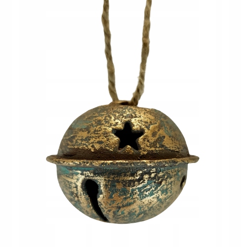 

Wiszący Metalowy Dzwonek Złoty Postarzany 4x3 CM