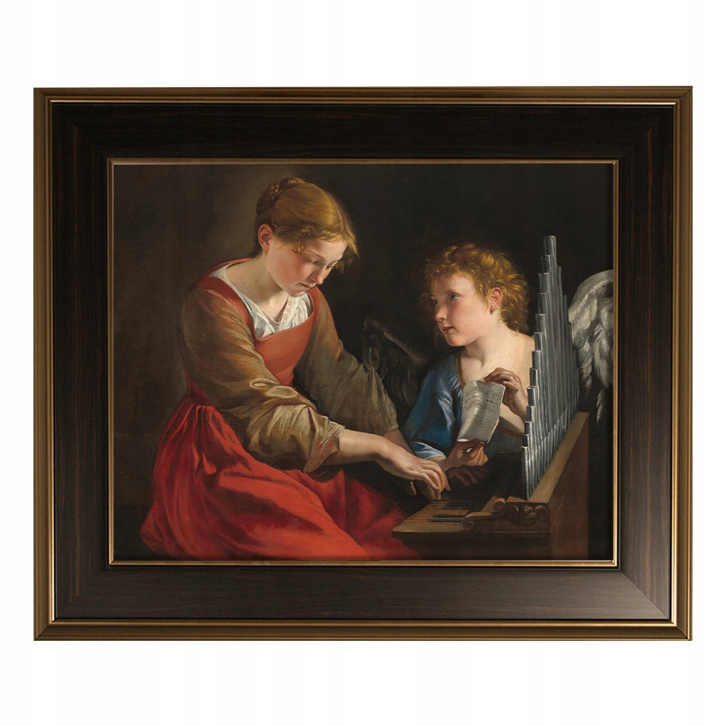 Náboženský obraz Svatá Cecílie s andělem XVII století