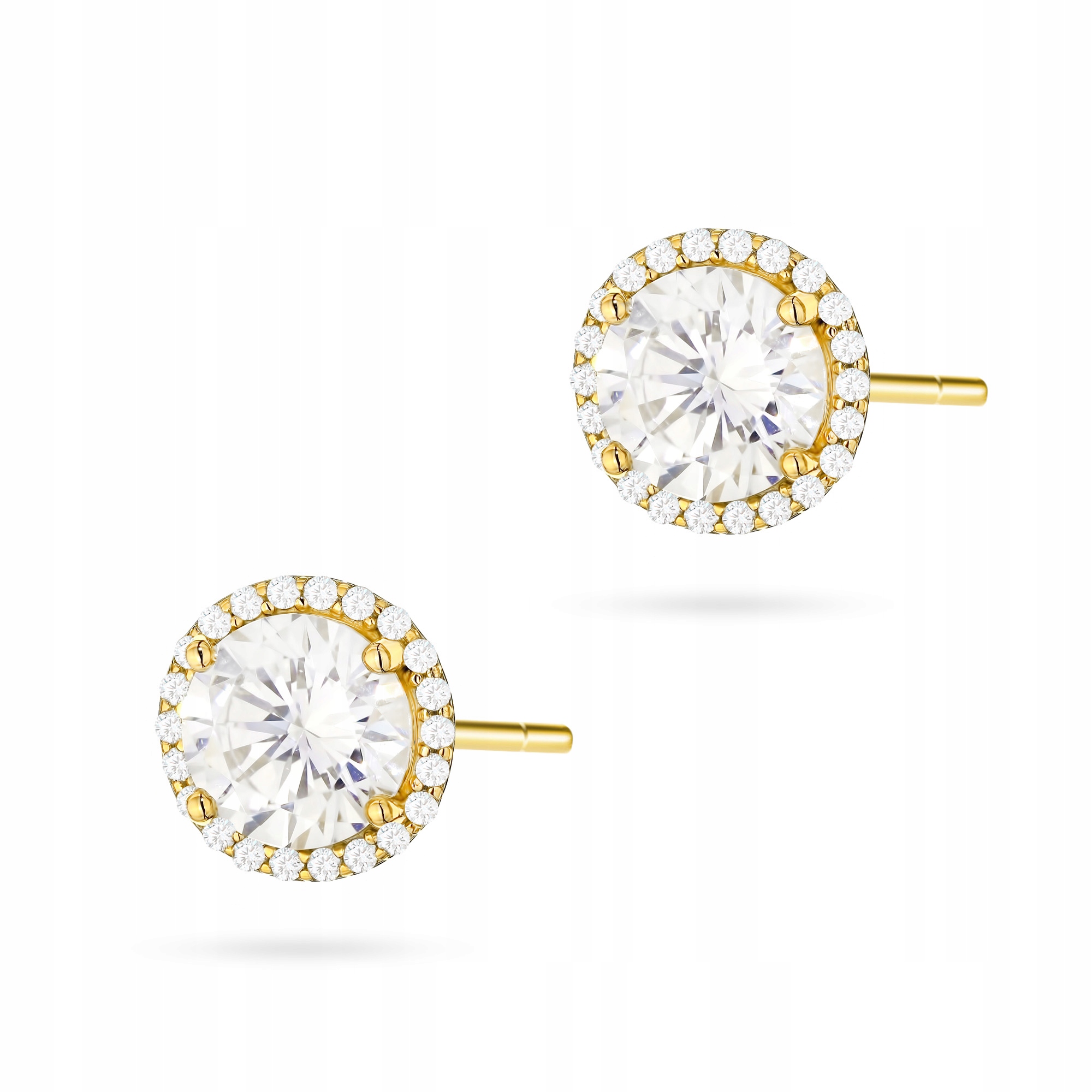 Dámské Náušnice ze stříbra ryzost 925 s kulatým kubickým Zirkony diamantem, pozlacené...