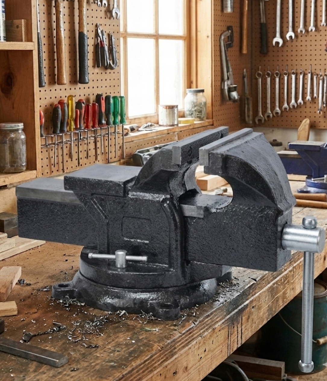 Imadło Ślusarskie Warsztatowe 125mm Obrotowe 360°z Kowadłem Żeliwne Solidne