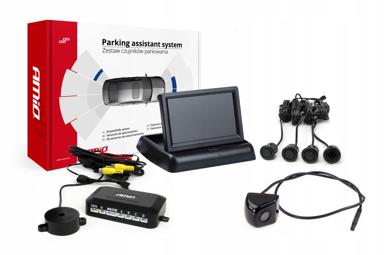 Sada parkovacích senzorů TFT02 4,3" s kamerou HD-310 4, senzory černé