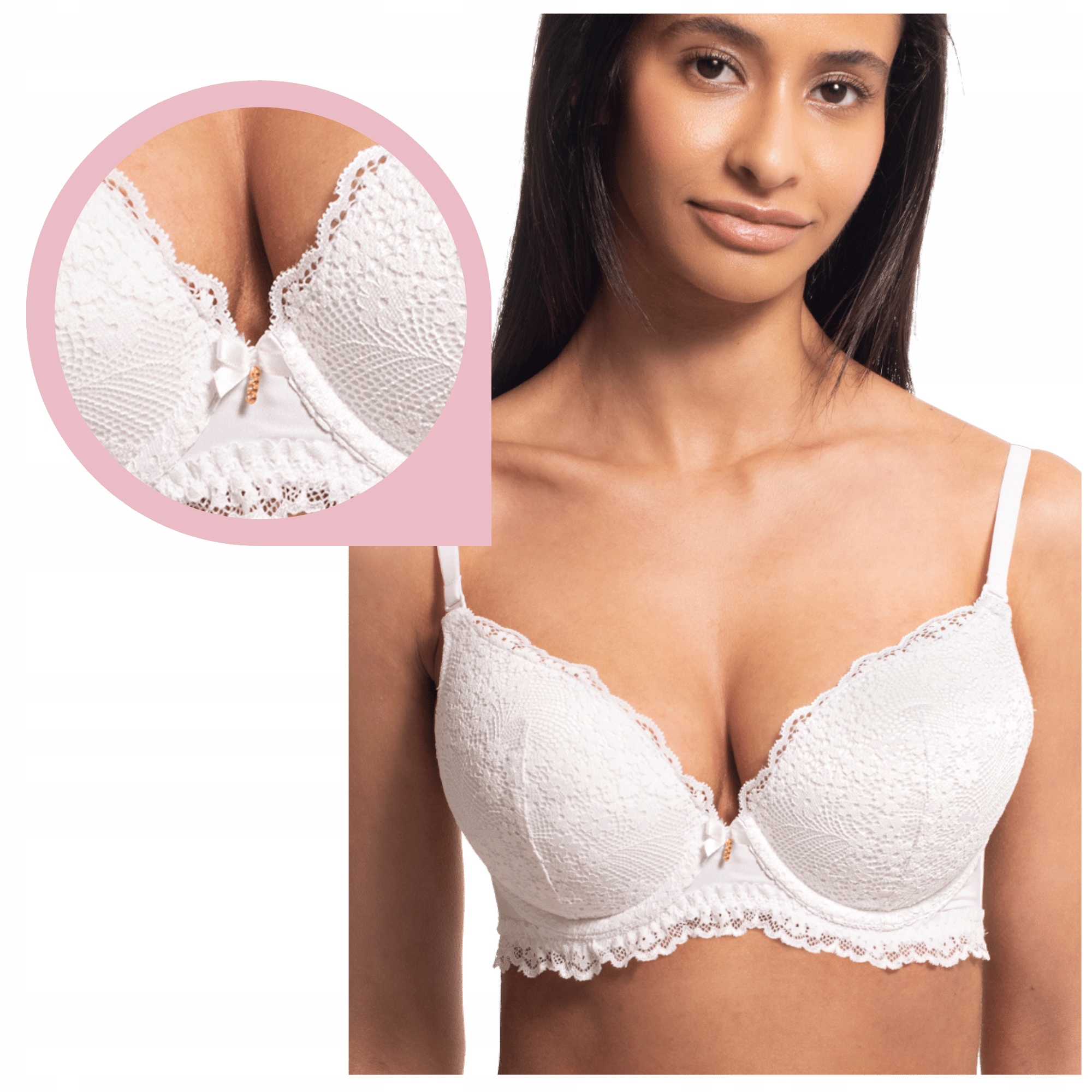 Agio DB-9222 podprsenka Push up bílá krajková zvětšuje poprsí, podprsenka 95C