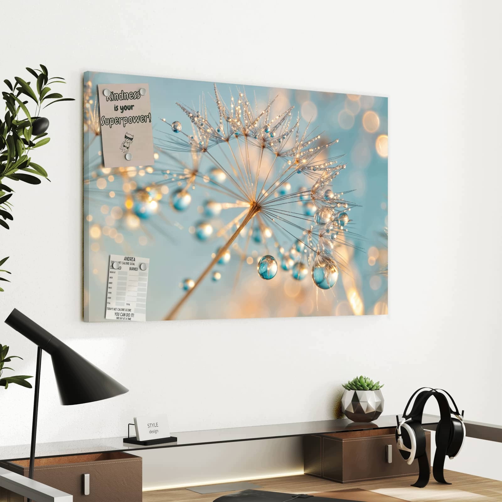 Magnetická tabule Pampeliška Kapky vody 60 × 40 cm