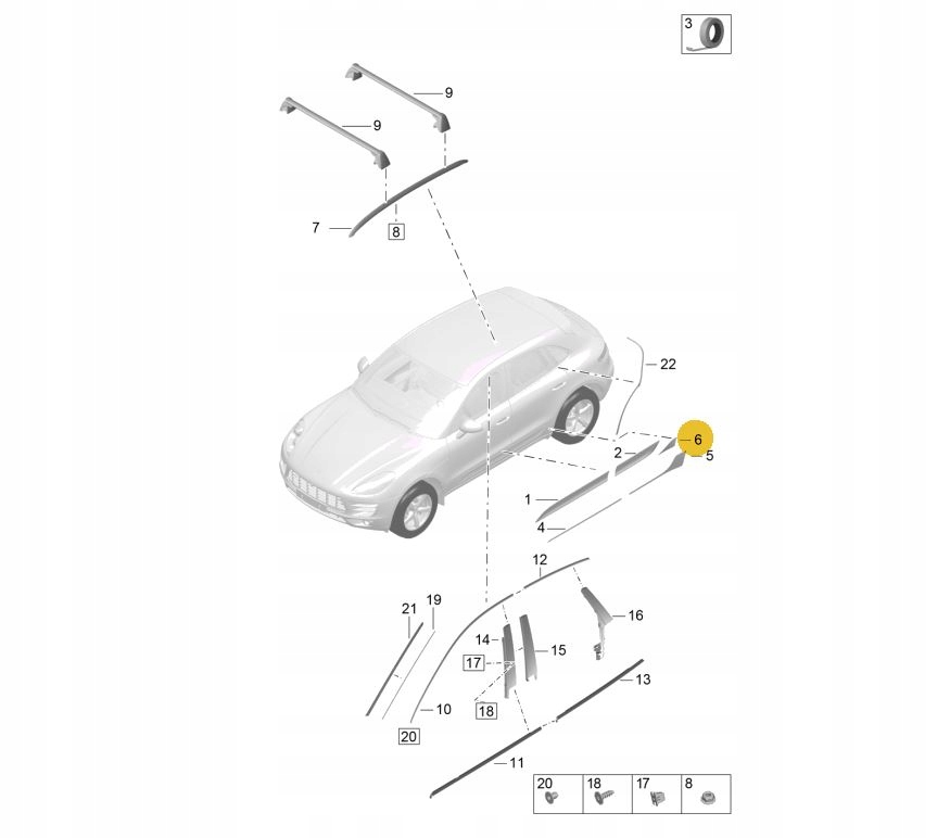Folia drzwi Prawy tyl Porsche Macan