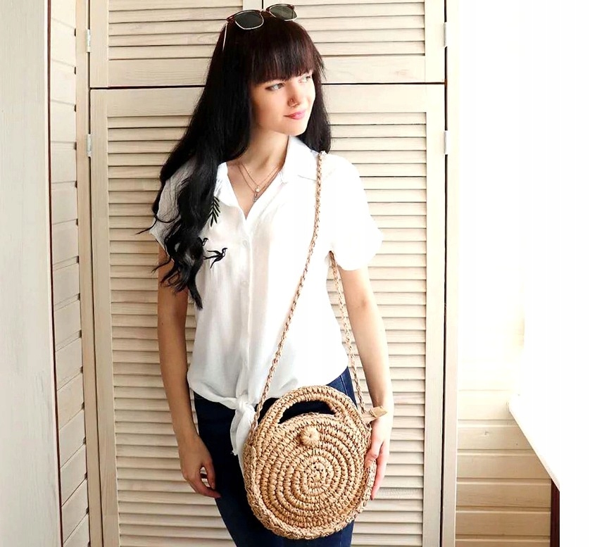 Torebka słomiana boho koszyk na ramie kuferek eko Płeć kobieta