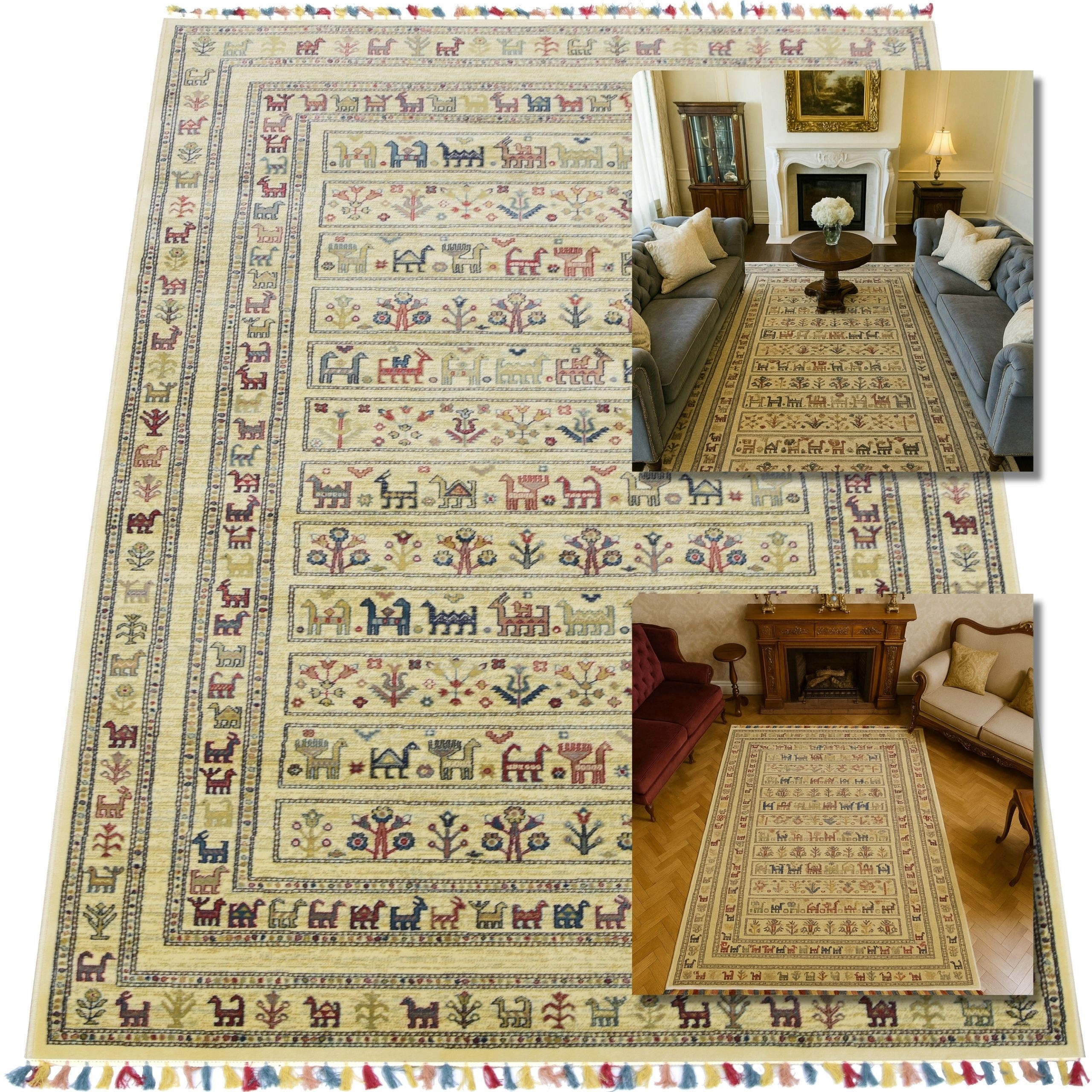 Orientální Koberec Z Viskózy Barevné Vintage Koberce Do Obývacího Pokoje Retro 140x200