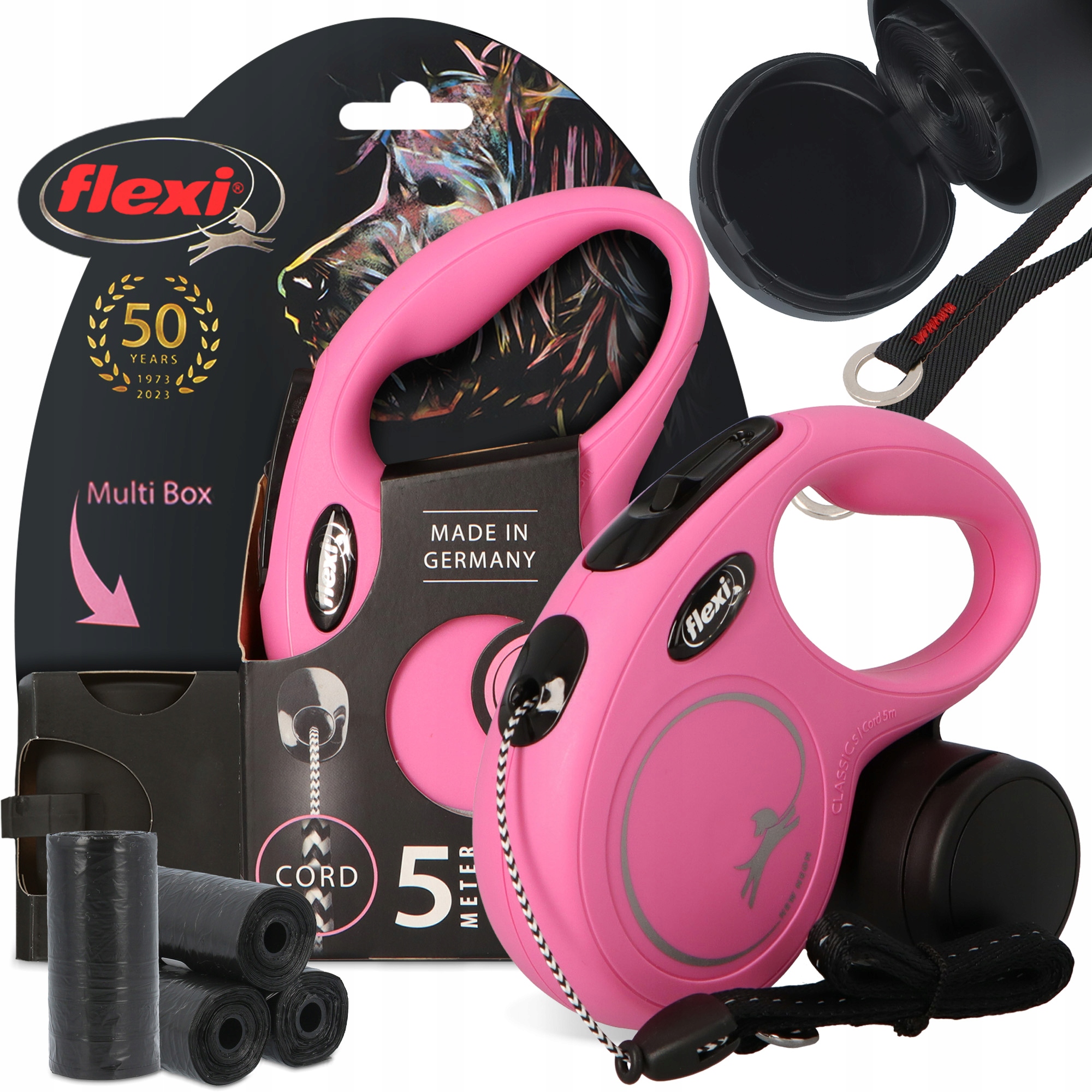 Smycz Psa Automatyczna 12kg Linka 5m Pojemnik Etui Multi Box 80x Worki K 3O