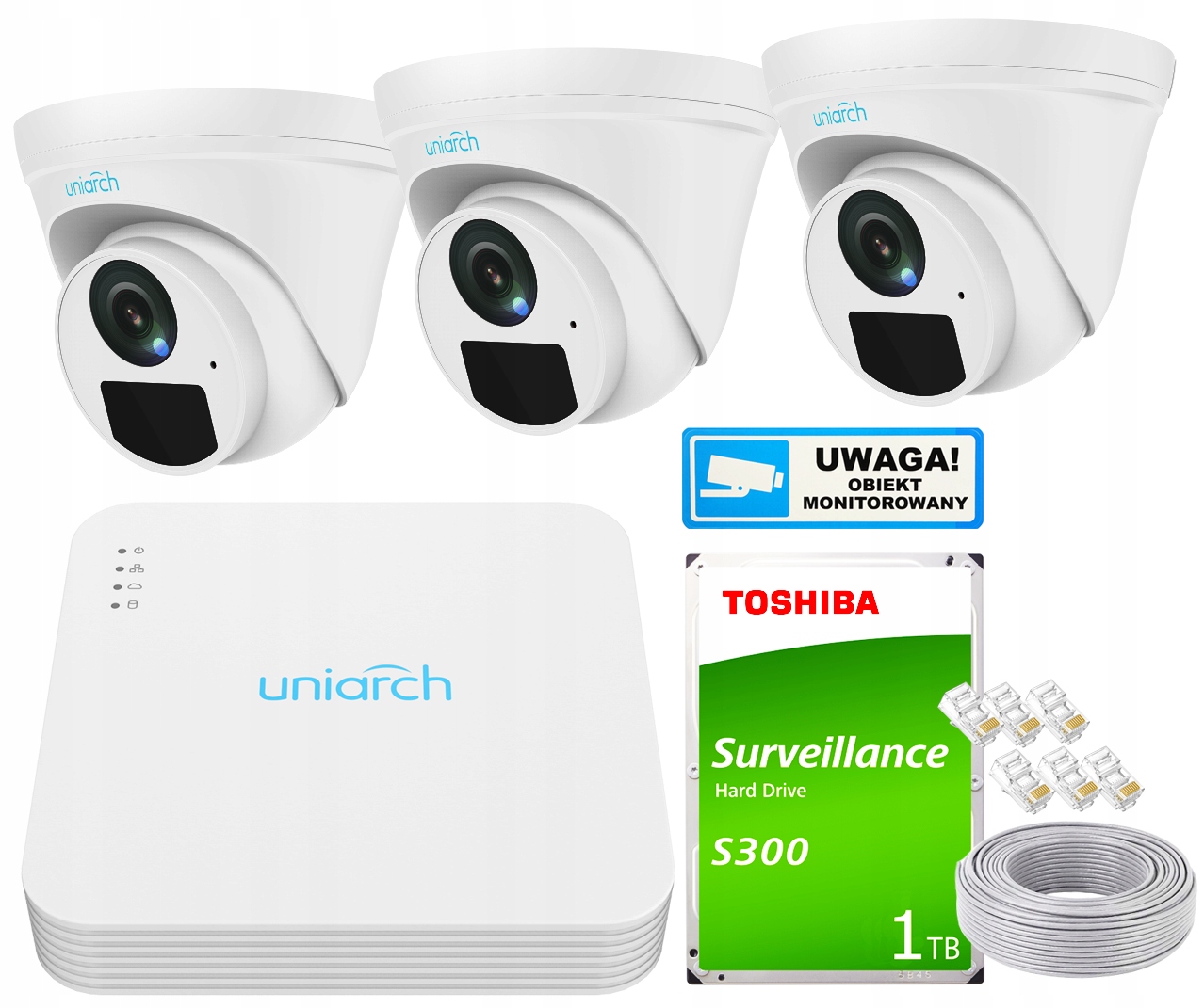 Monitoring domu 3 Kamery Zewnętrzne IP Uniarch 2Mp