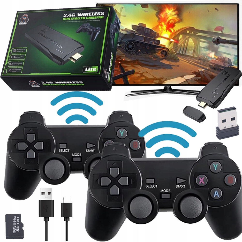 Konsola Retro Hdmi Tv Gra Telewizyjna 2 Pady +20000GIER Emulator 64GB