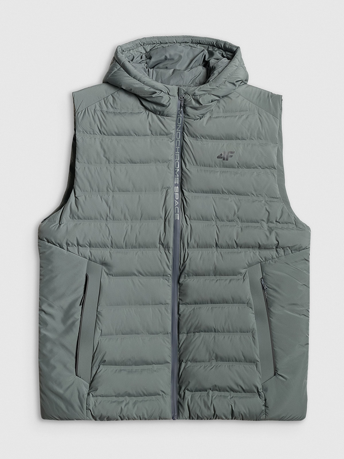 4F Bunda Bez Rukávů Zelená S Kapucí Zateplená 3XL