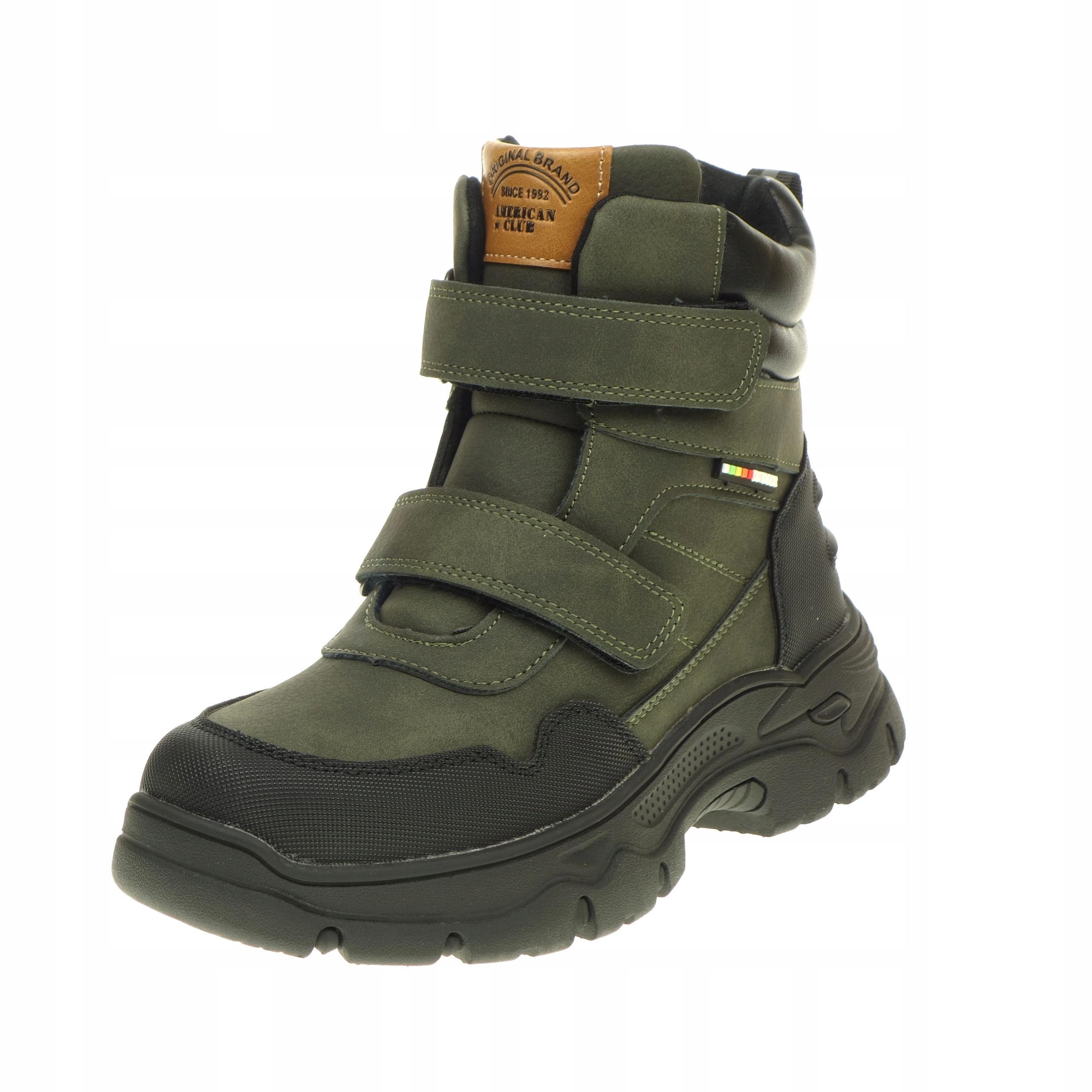 Buty Zimowe Trzewiki American Club Traperki na Rzepy Suwak 35