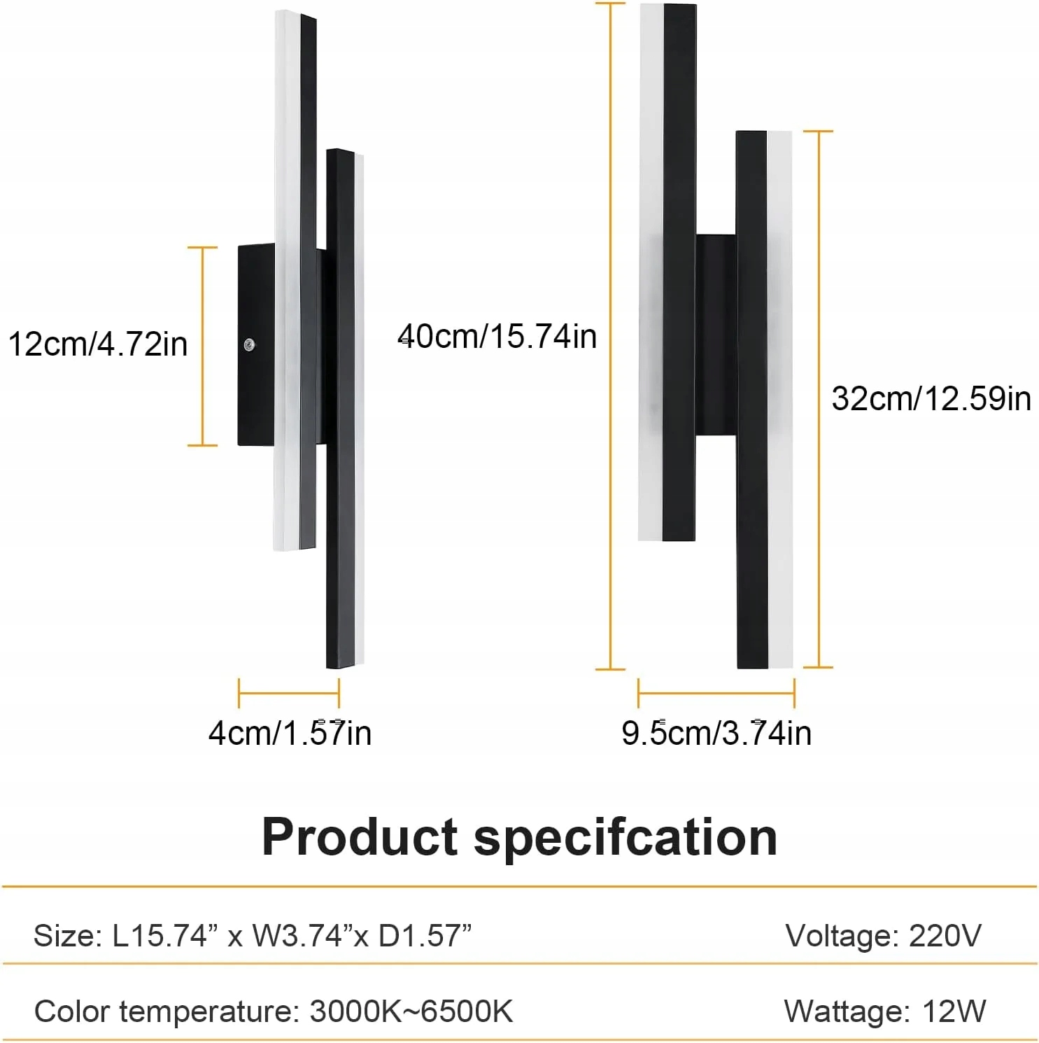 ŚCIEMNIALNA LAMPA SCIENNA LED KINKIET CZARNA NOWOCZESNA DO SALONU Marka inna