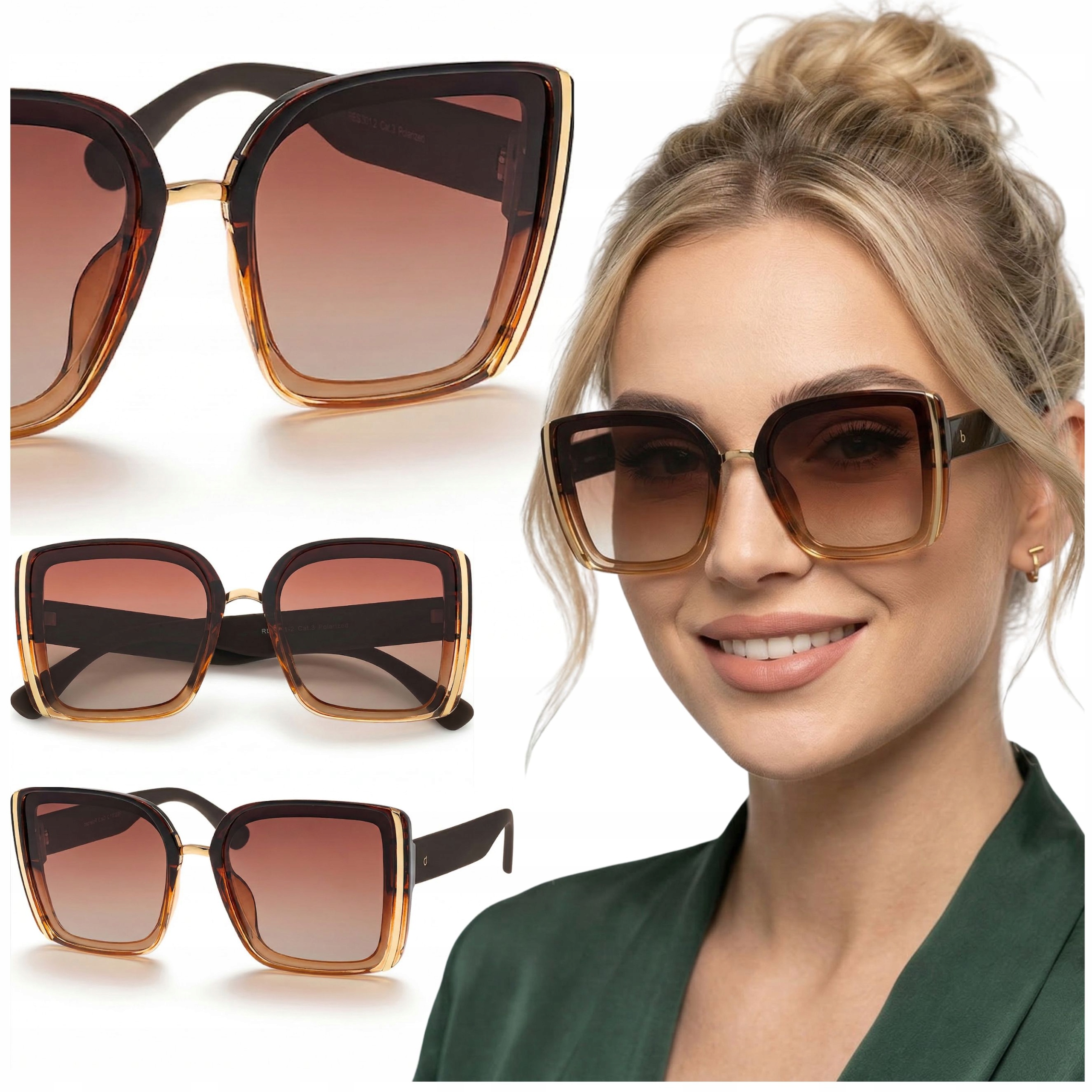 Okulary przeciwsłoneczne damskie z polaryzacją duże modne Brilo