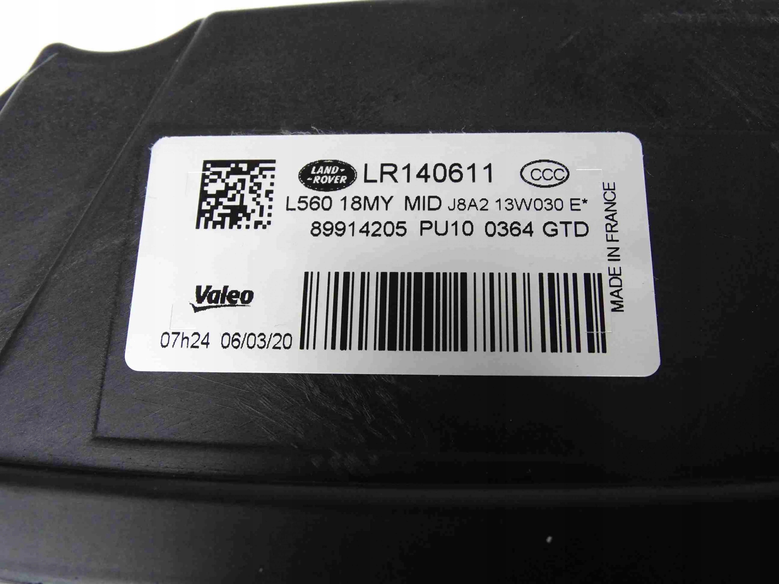 NOWA lampa reflektor LED MID EU VELAR L560 18MY Rodzaj świateł mijania LED