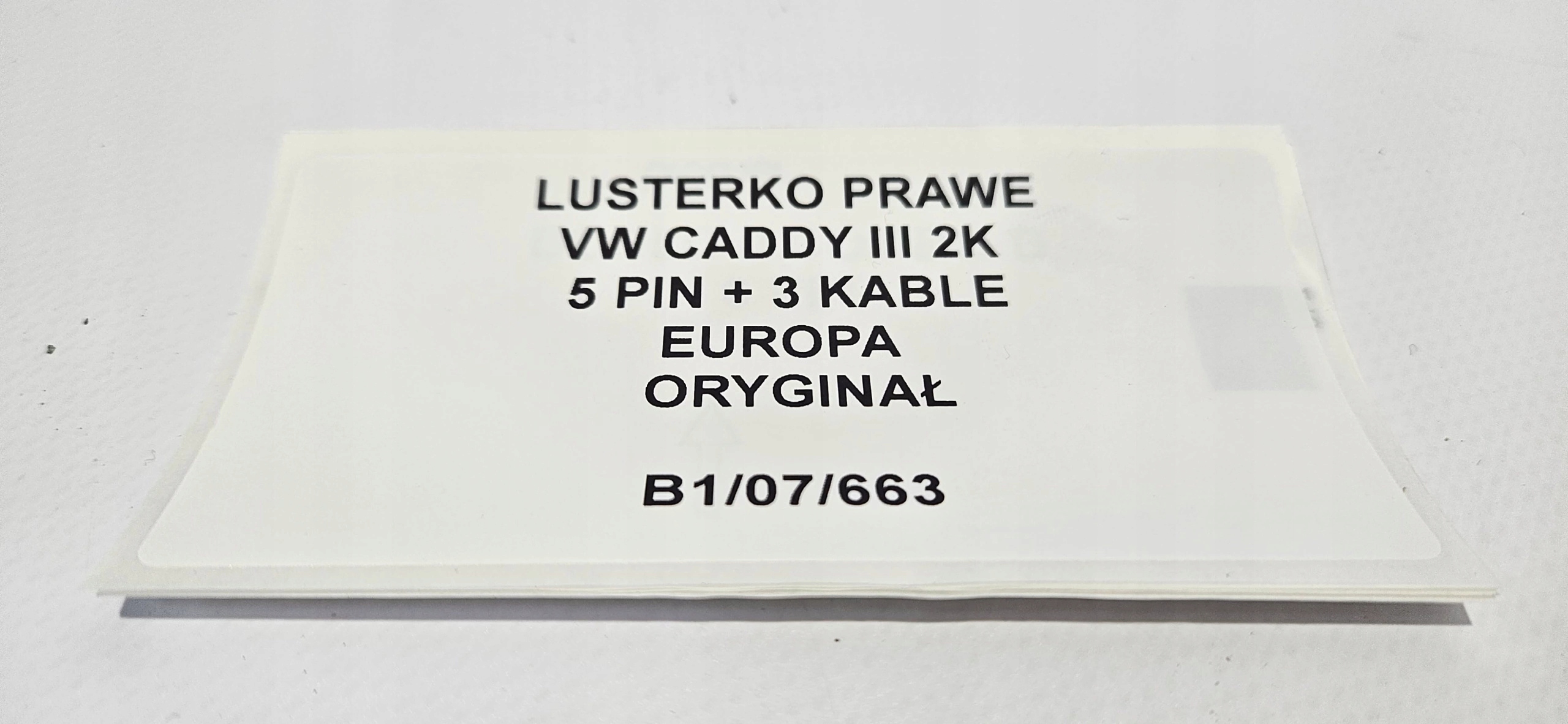 Spiegel rechts VW CADDY III 2K 5 PIN+3 KABLE EUR