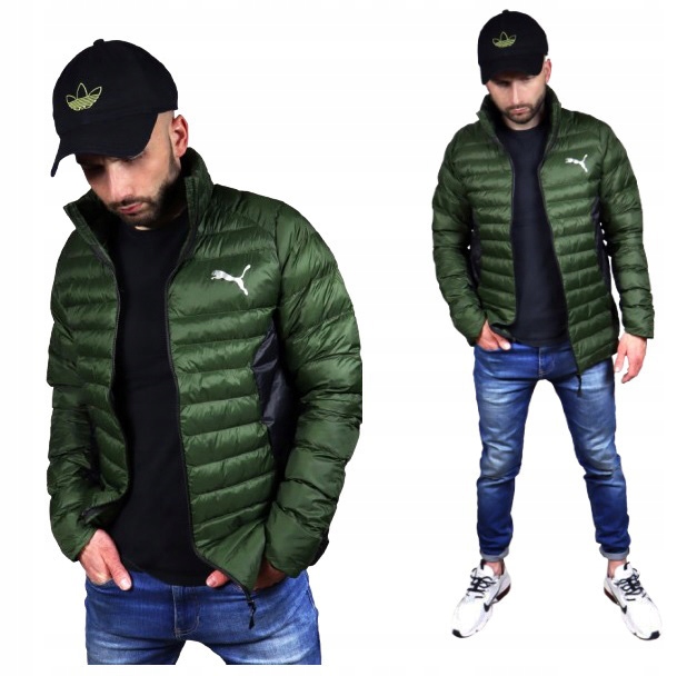 Puma Podzimní pánská bunda Lehká zelená Primaloft zateplená