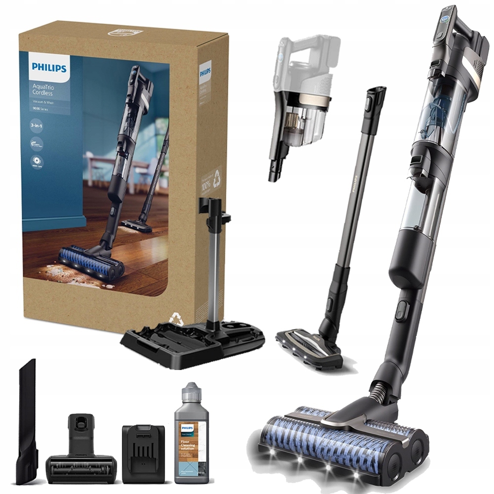 Odkurzacz pionowy bezprzewodowy Philips AquaTrio 9000 Mopujący Pro Zestaw