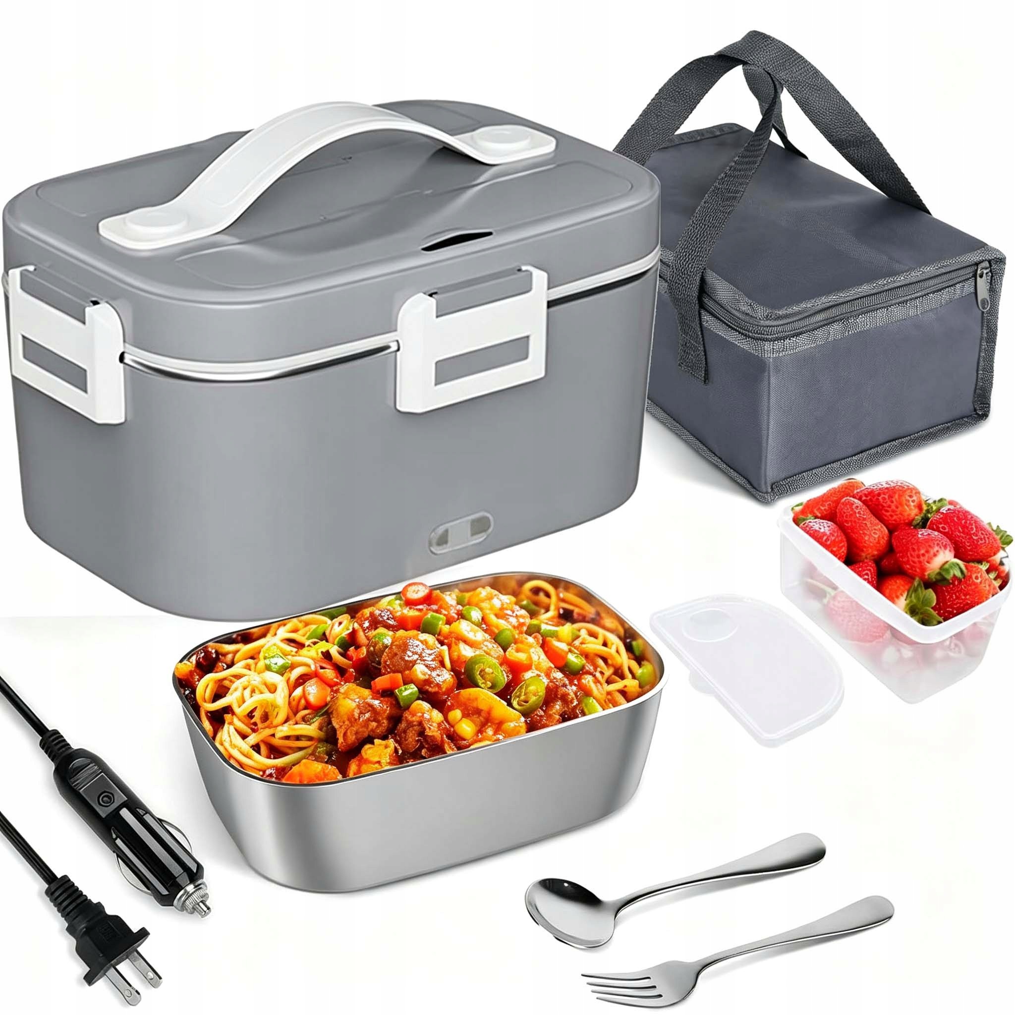 Elektrický Vyhřívaný Obědový Box 1.8 L 80 W Nerezová Ocel Trvanlivost 12/24 V