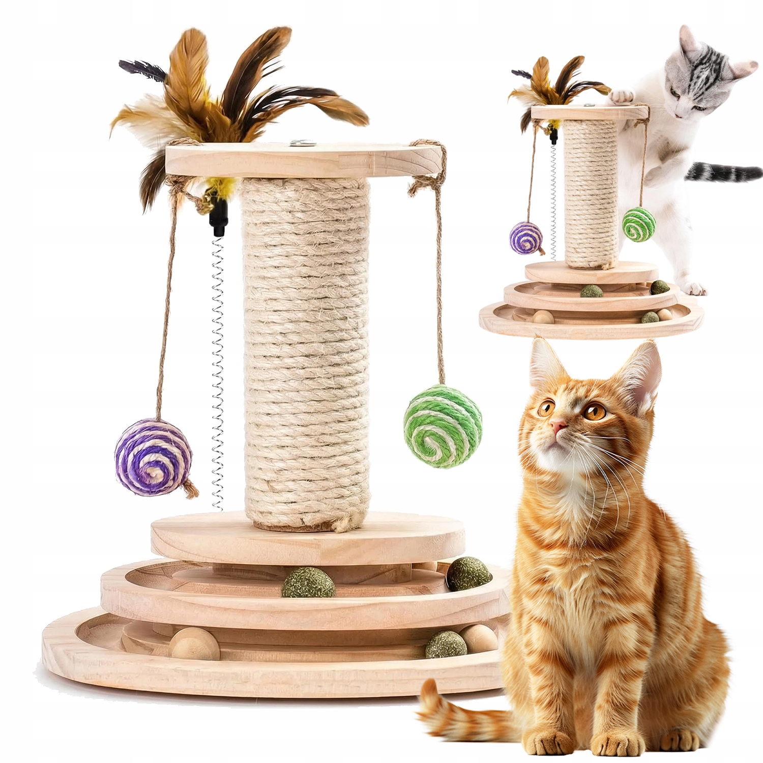 Levně Škrabadlo Pro Kočky nízké 30 CM Sisal Pelíšek Sloupek Hračka