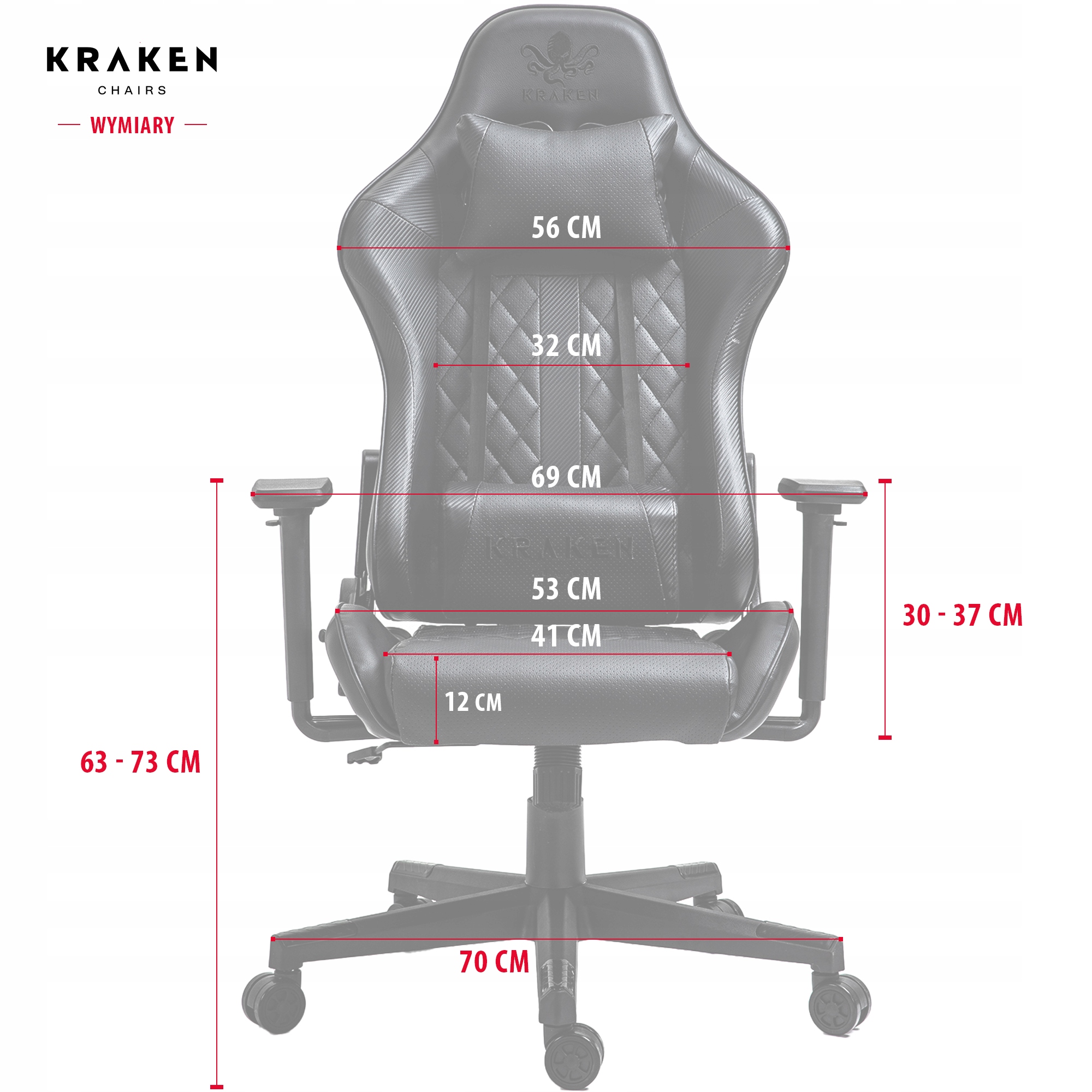 ІГРОВЕ ОФІСНЕ КРІСЛО ПОВОРОТНИЙ ПІЛЬНИЙ СТІЛЦЬ KRAKEN CHAIRS Глибина меблів 53 см