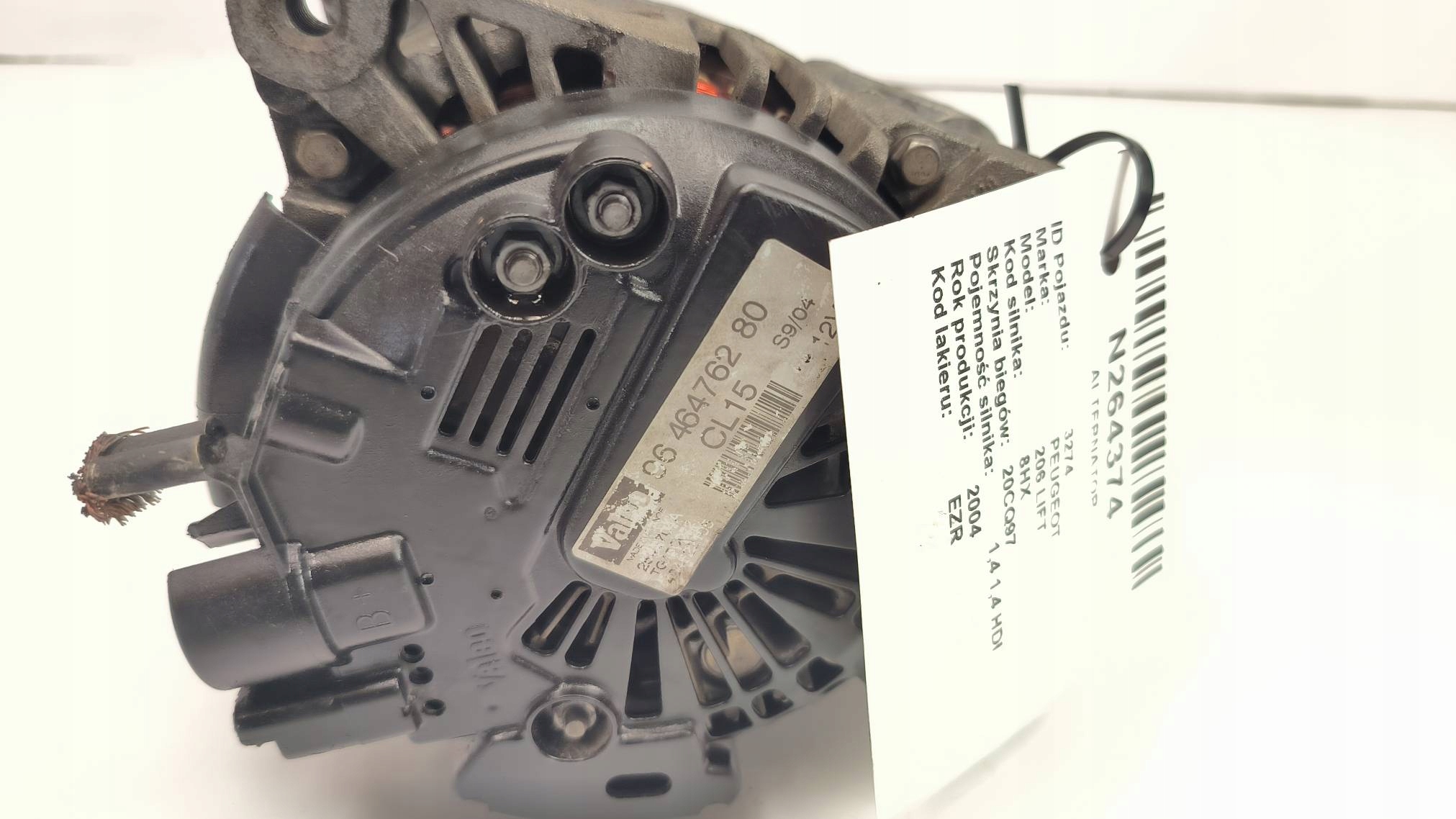 ALTERNATOR 9646476280 PEUGEOT 206 LIFT