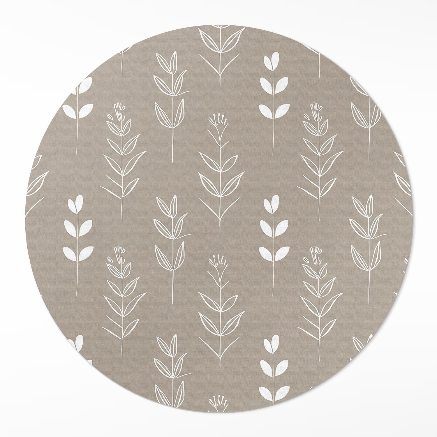 Kulatý Koberec Vinyl do kanceláře Jemné listy a větvičky v boho stylu ⌀ 90 cm