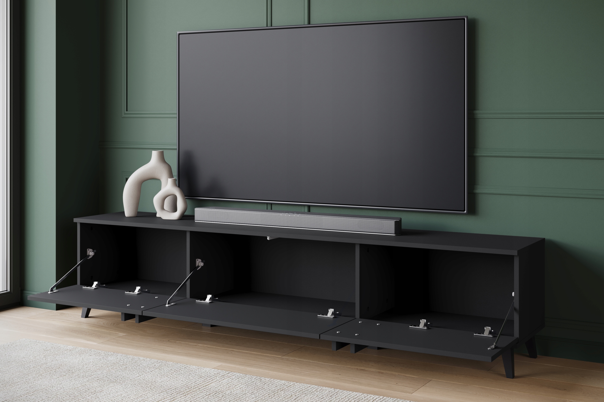 Szafka RTV HELSINKI 180 Czarny Grafit Kolekcja HELSINKI