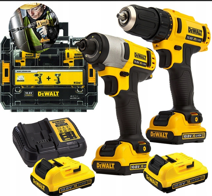 Zestaw Elektronarzędzia Dewalt Wiertarko-wkrętarka Zakrętarka Udarowa 10,8V