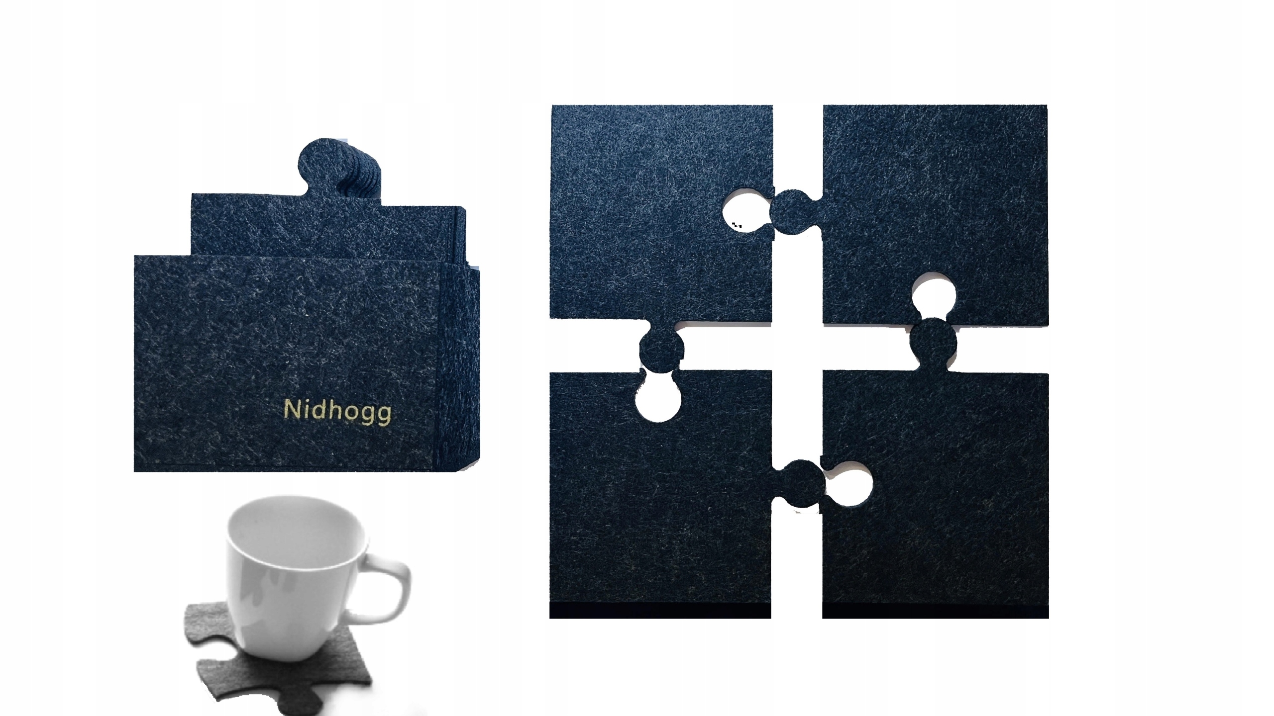 

Podkładki Filcowe Pod Kubki Grafitowe Puzzle 12SZT