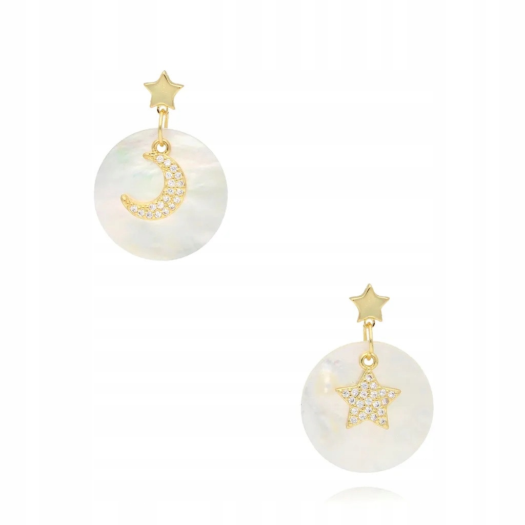 Náušnice By Dziubeka zlaté perleťová hmota hvězda