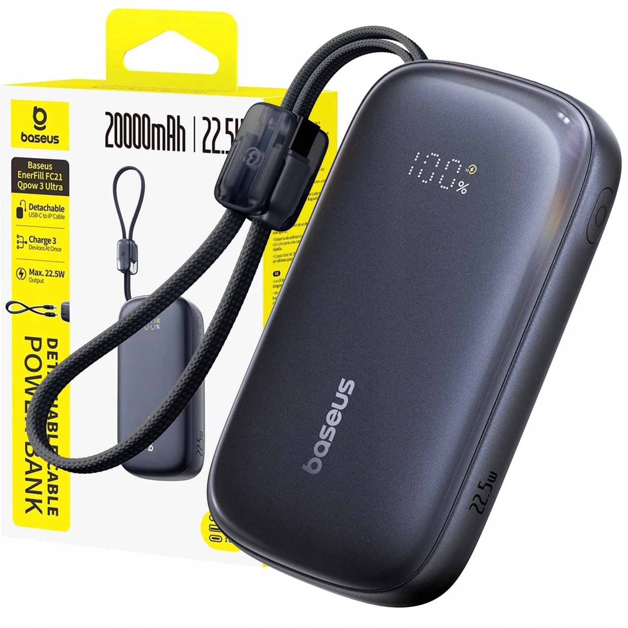 Powerbanka Baseus 20000 mAh 22.5W Usb-c Usb-a Lightning pro Iphone a Android