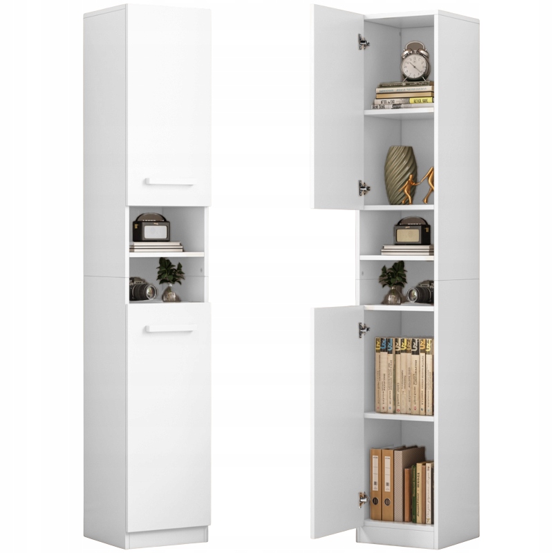 Regál Biela Moderná Stojaca Stĺpiková Skriňa Vysoká Loft 2 Dvere 180 CM