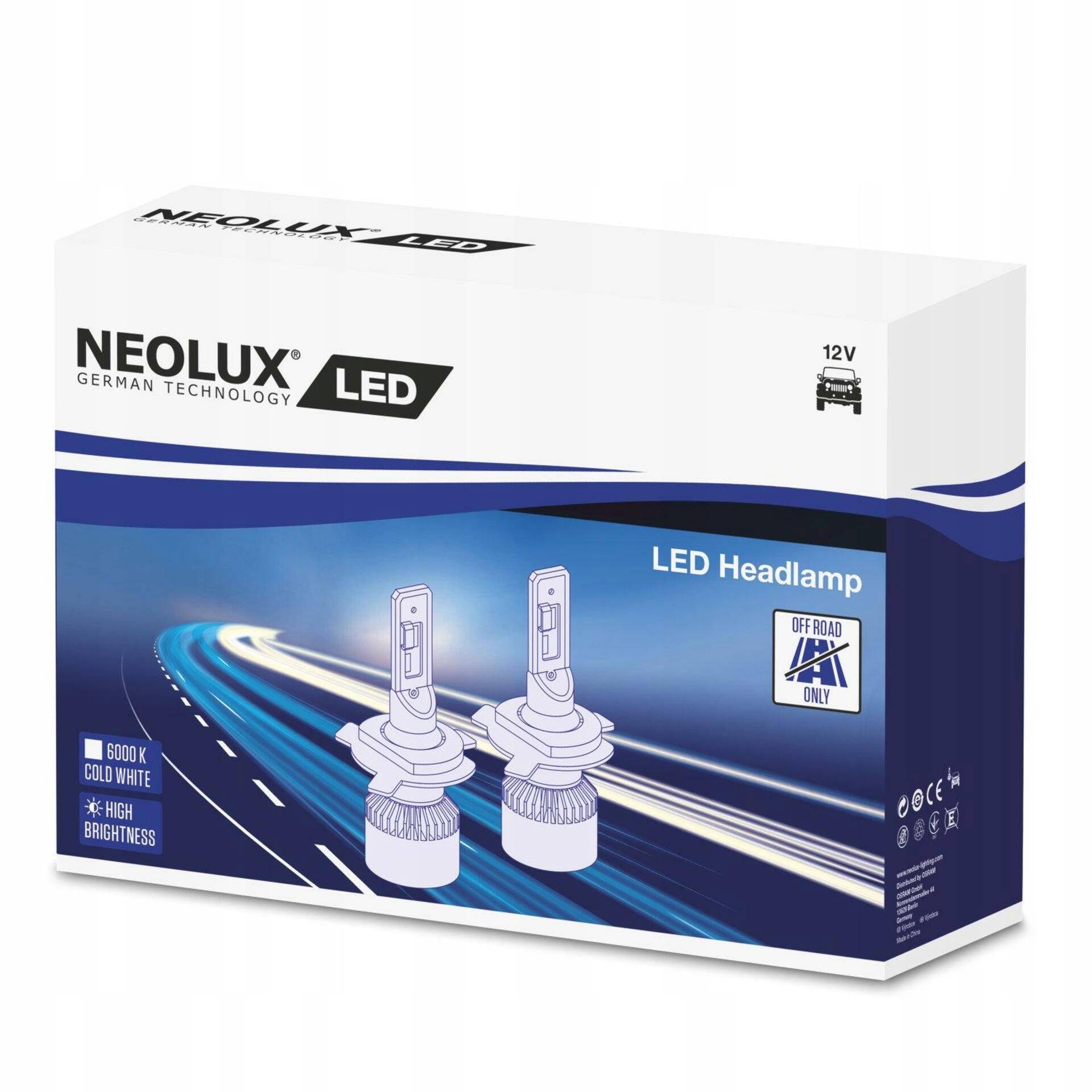 Neolux H4 12V 13/13W P43t Led Headlight 6000K Cool White 2ks N472DWB