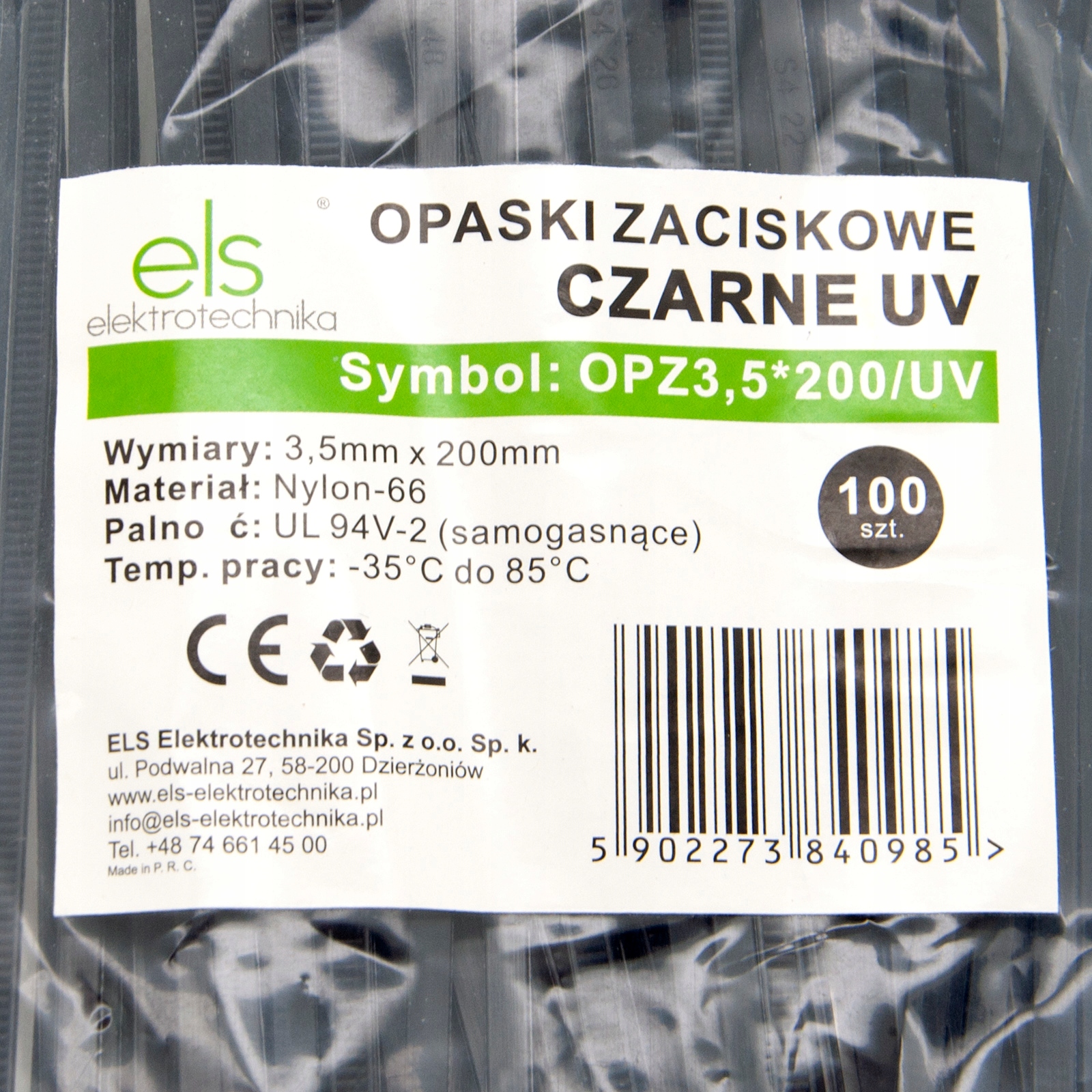 DŁUGIE OPASKI ZACISKOWE TRYTYTKA TRYTKA 3,5X200mm Materiał nylon