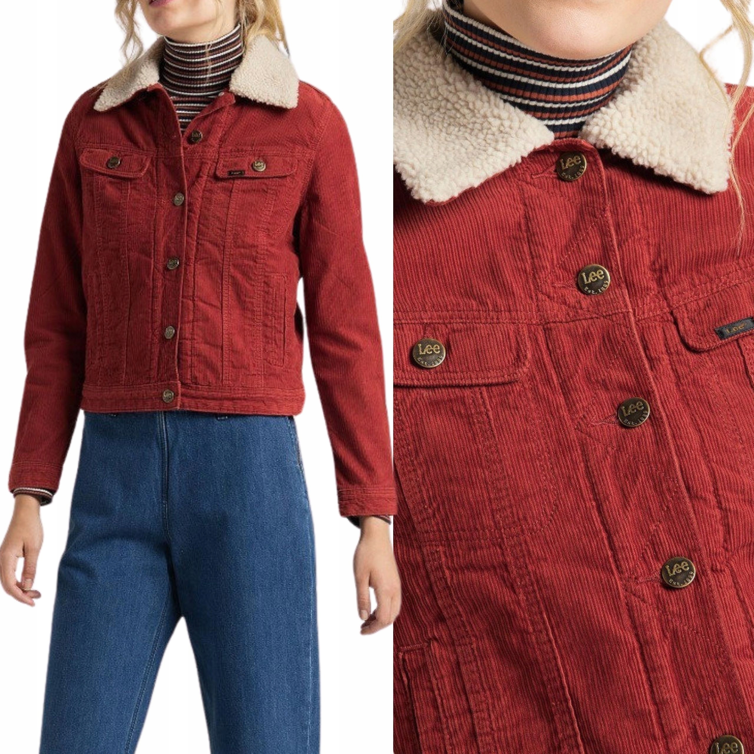 Lee bunda Red šusťák Sherpa Jacket S