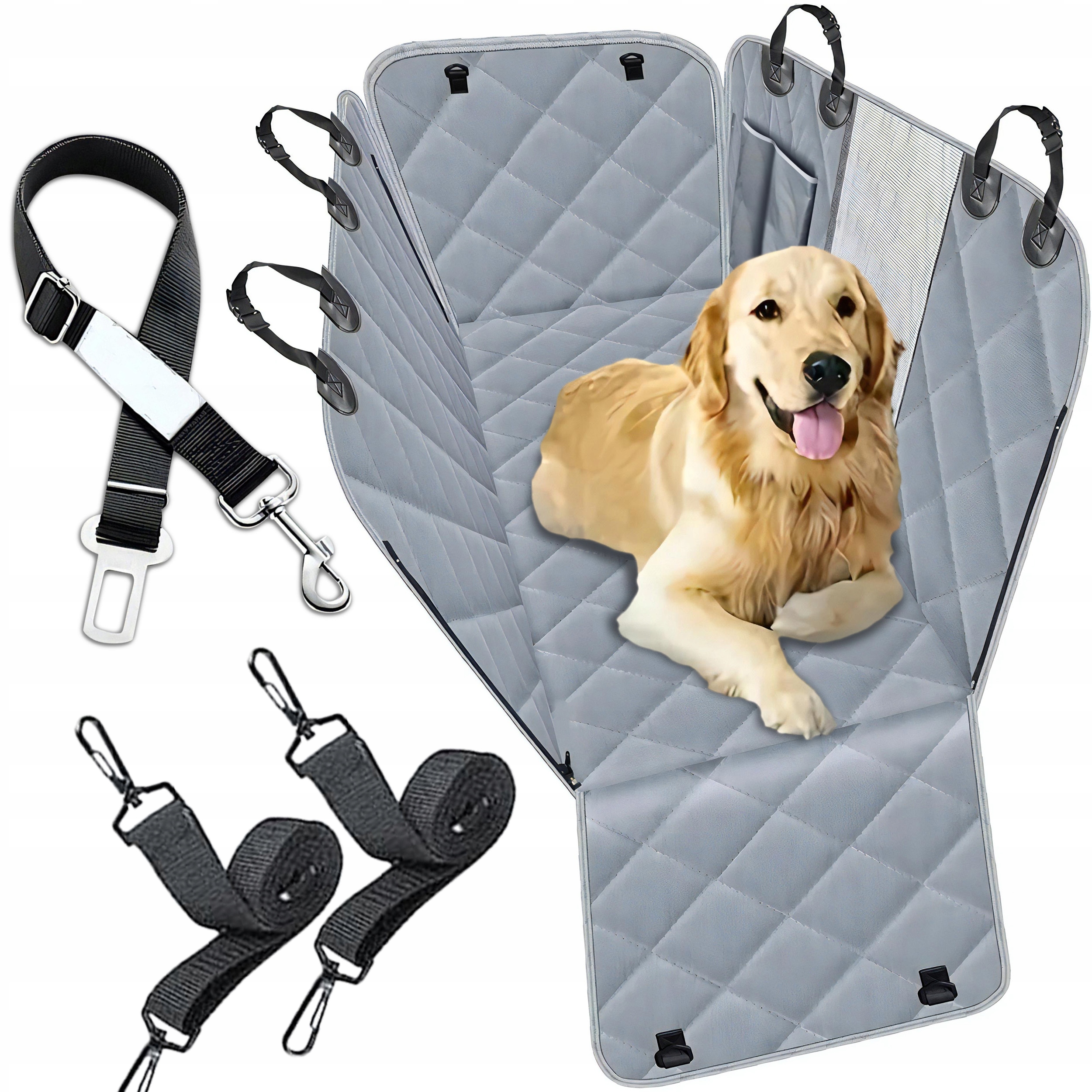 Mata do Samochodu dla Psa Zwierząt do Bagażnika Auta Duża 140x74cm Pasy