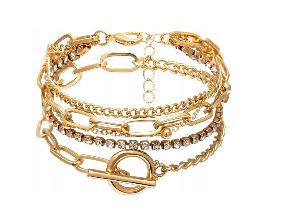 Zestaw 5x Bransoletka Chanelka Łańcuch Pancerka Złota Komplet 5szt. Motyw inny